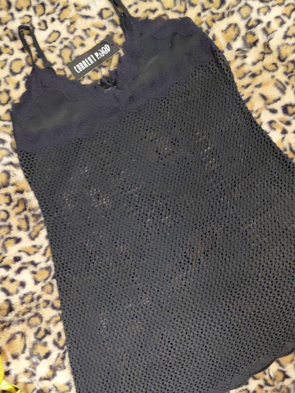 Current Mood XXL Black Crochet Slip Dress with Lace Trim